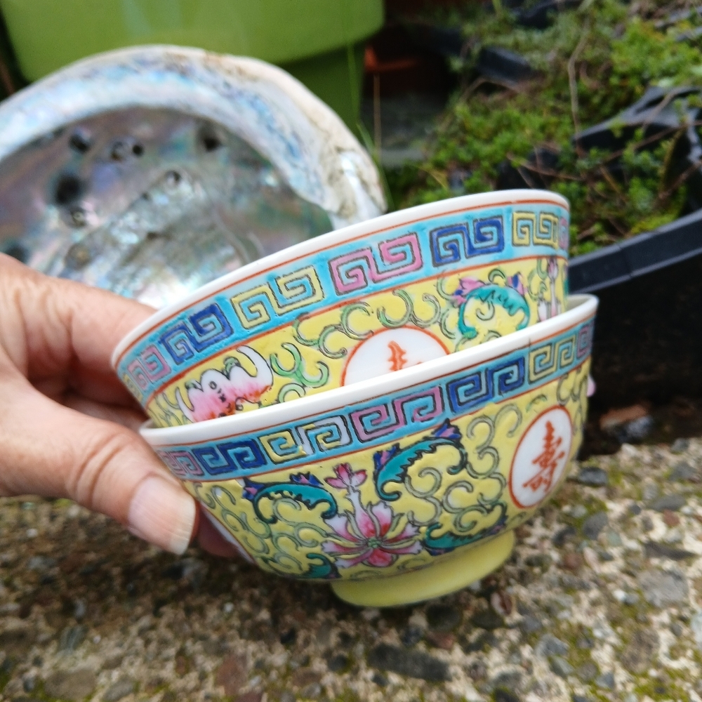 Japanese Porcelain Ware Bowls Decorated In Hong Kong Authentic Midcentury